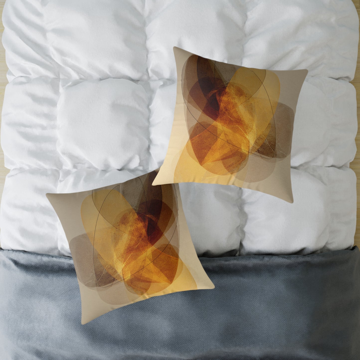 Amber Float Shapes - Square Poly Canvas Pillow