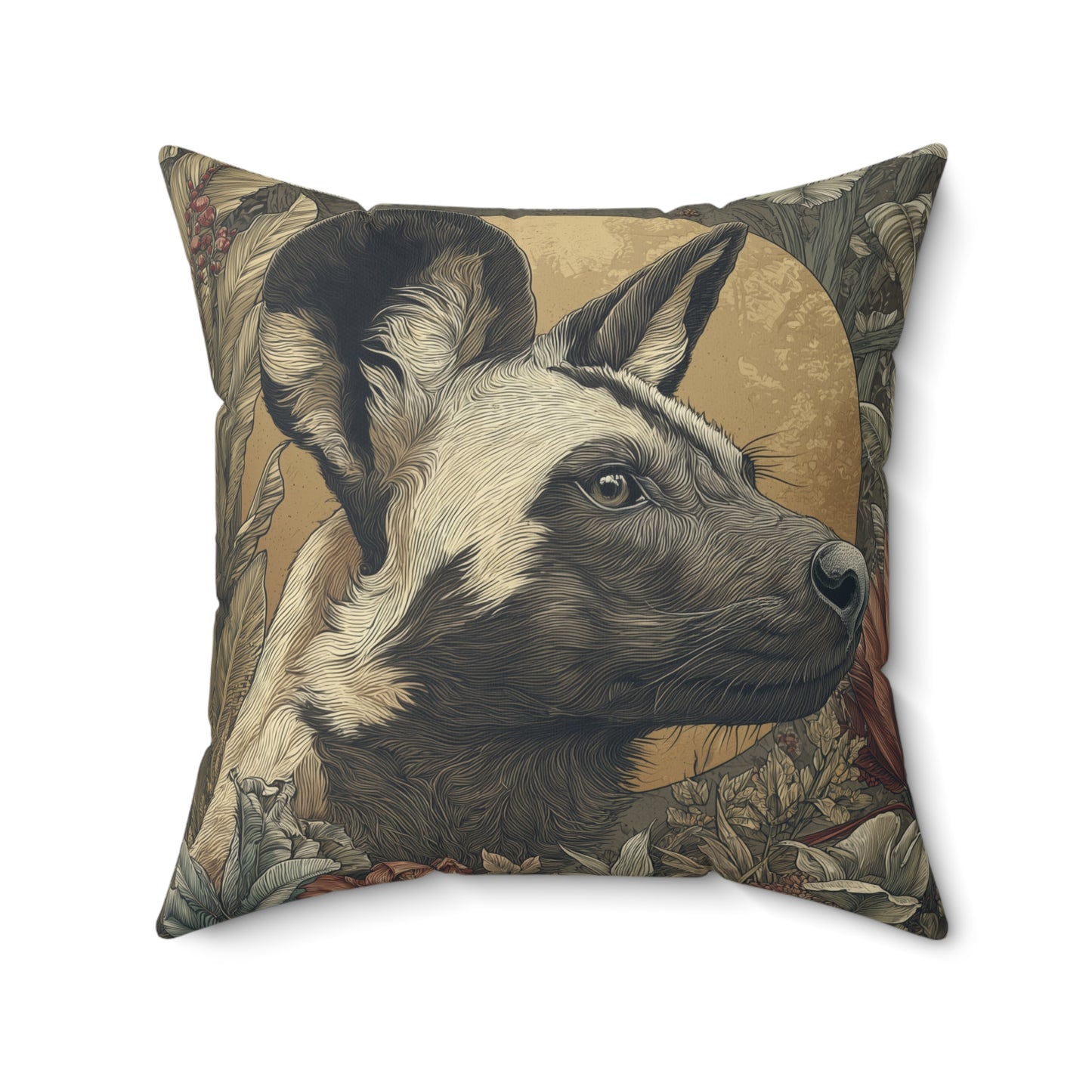African Wild Dog - Faux Suede Square Pillow