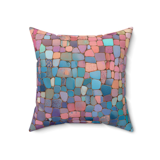 Dusky Jewel Mosaic - Spun Polyester Square Pillow
