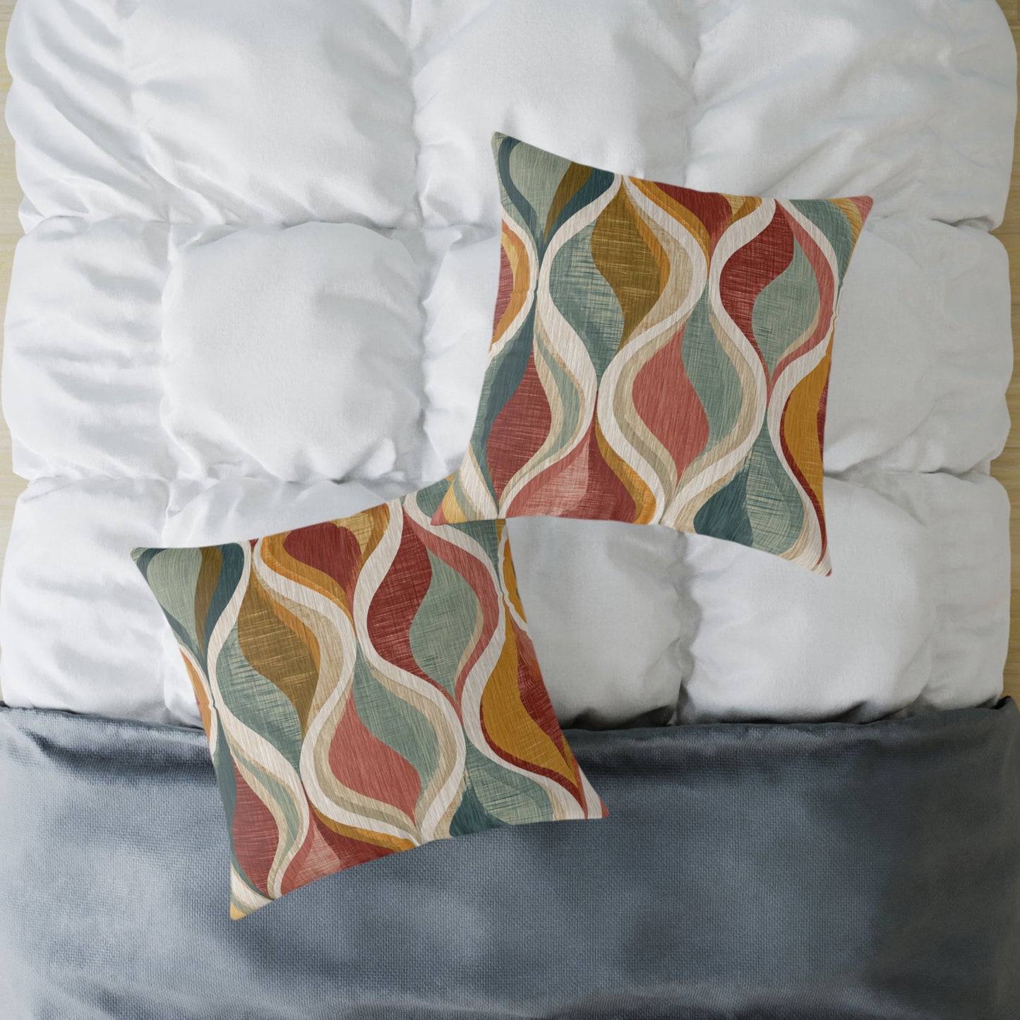 Desert Mirage Waves - Square Poly Canvas Pillow