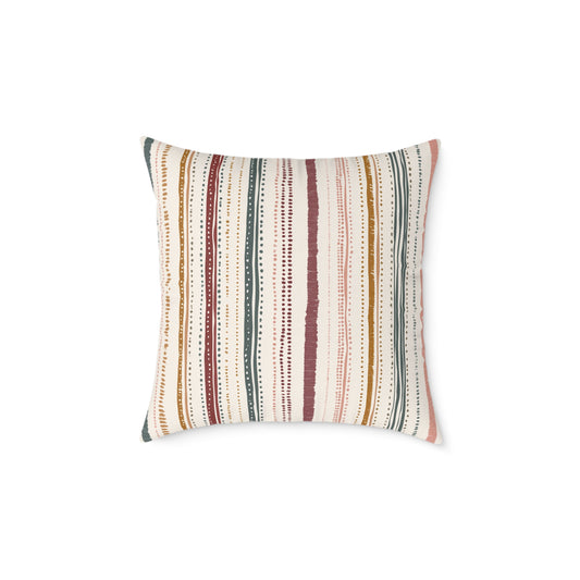 Saffron Loom Stripe - Square Poly Canvas Pillow