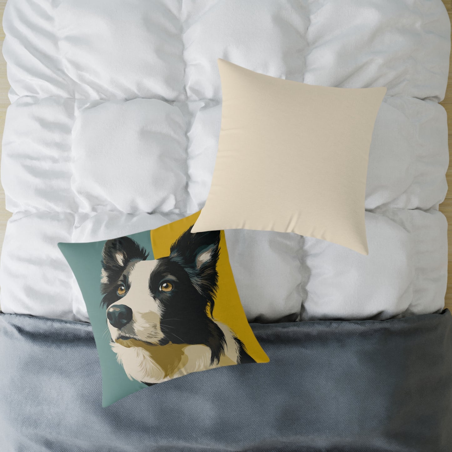 Border Collie Muse - Square Poly Canvas Pillow
