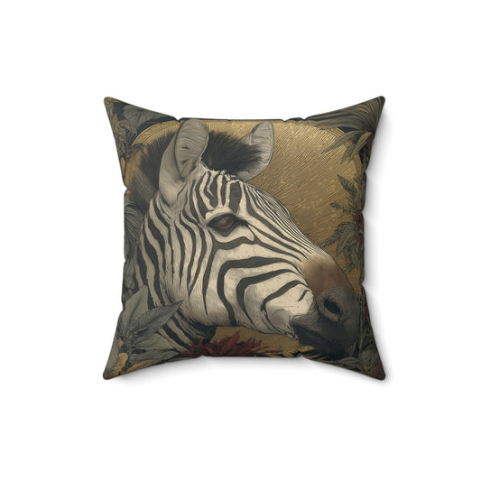 Golden Dawn Zebra - Faux Suede Square Pillow