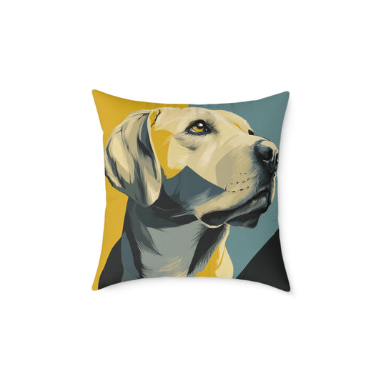 Golden Labrador - Square Poly Canvas Pillow