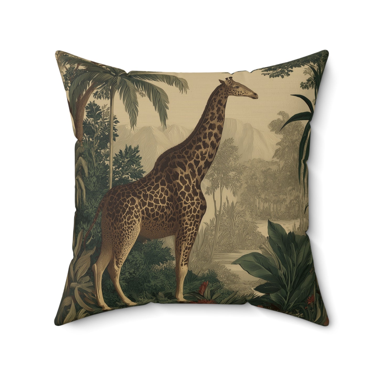Golden Savanna Giraffe - Faux Suede Square Pillow