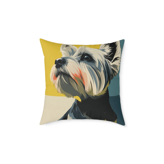 Yorkie - Square Poly Canvas Pillow