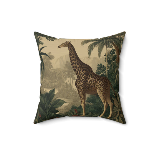 Golden Savanna Giraffe - Faux Suede Square Pillow