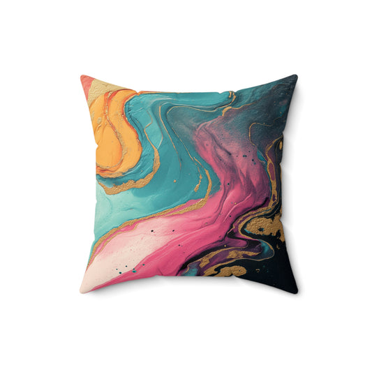 Aurora Sandstone Flow - Faux Suede Square Pillow