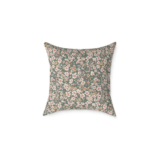 Soft Blush Field - Square Poly Canvas Pillow