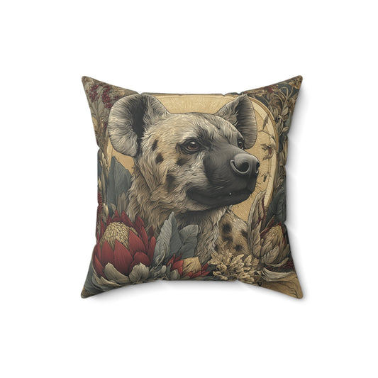 Sunlit Hyena Sentinel - Faux Suede Square Pillow