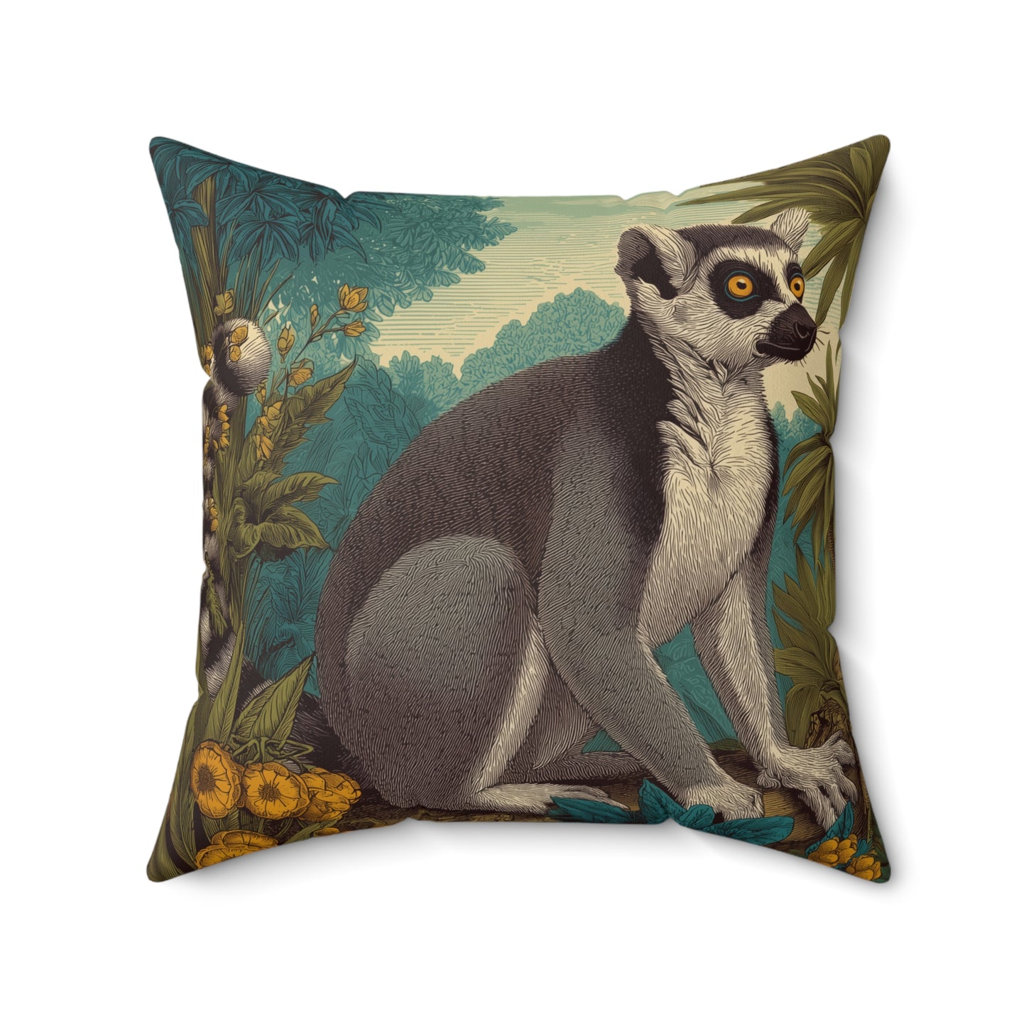 Sunset Grove Lemur - Faux Suede Square Pillow