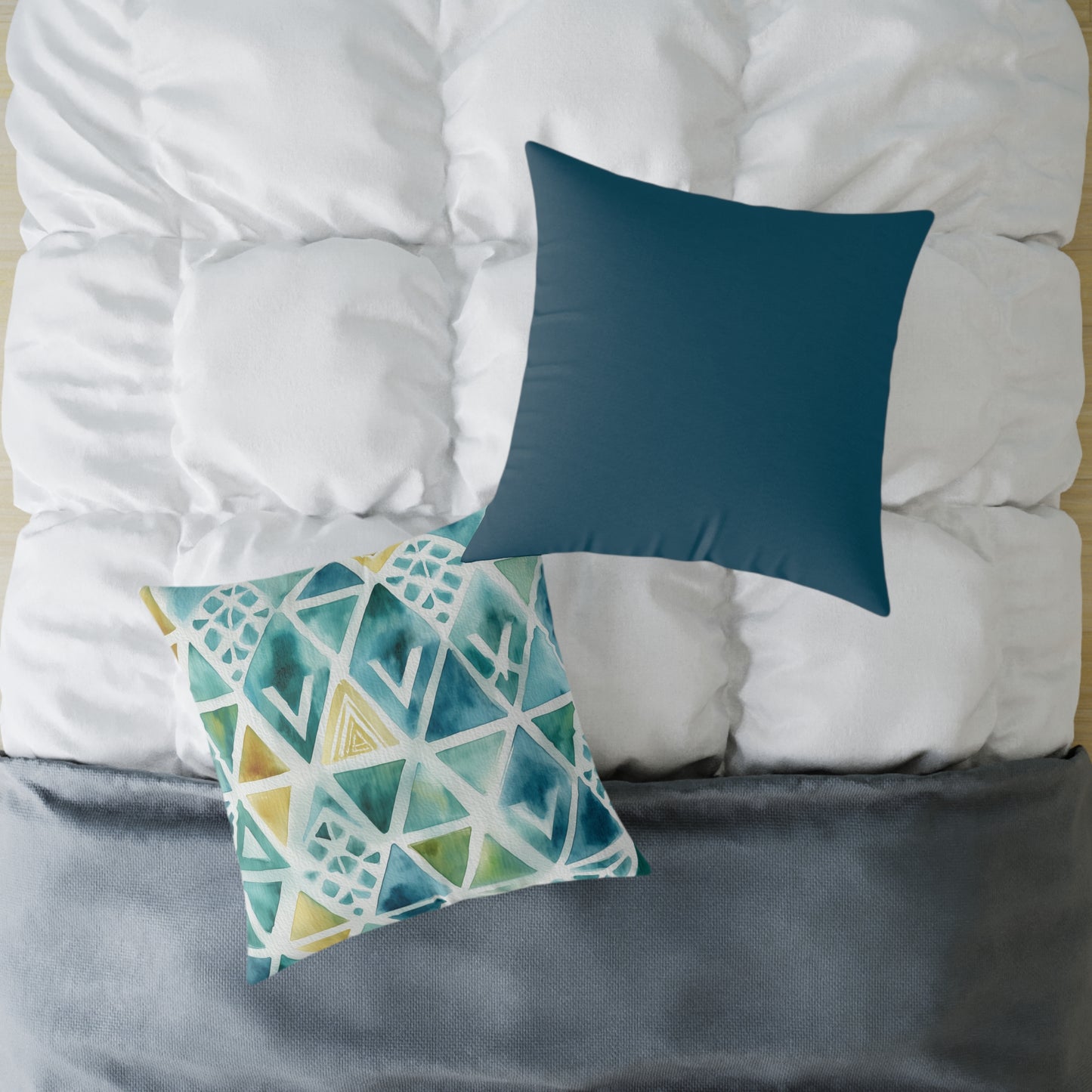 Capri Tidal Diamonds - Square Poly Canvas Pillow