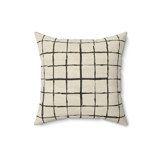 Retro Grid Linen - Spun Polyester Square Pillow