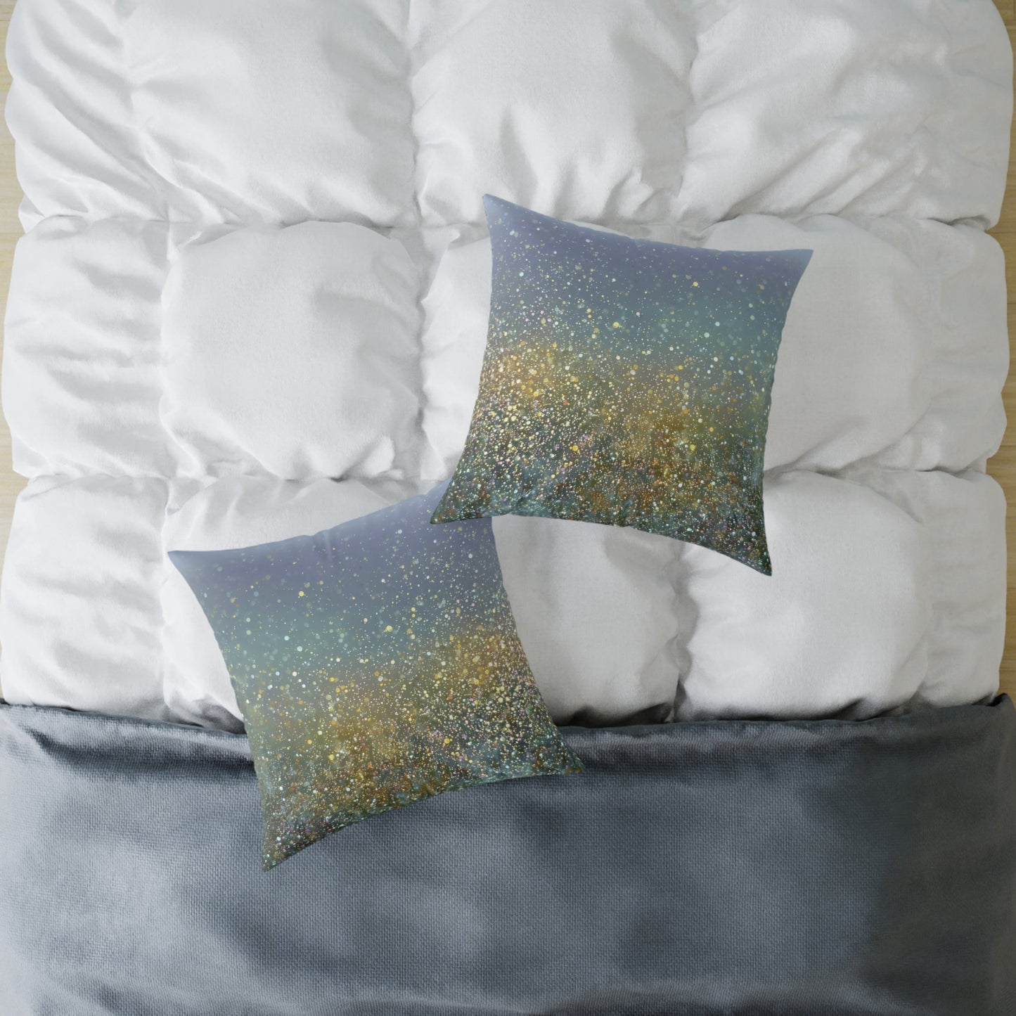 Meadow Haze Sparkle - Square Poly Canvas Pillow