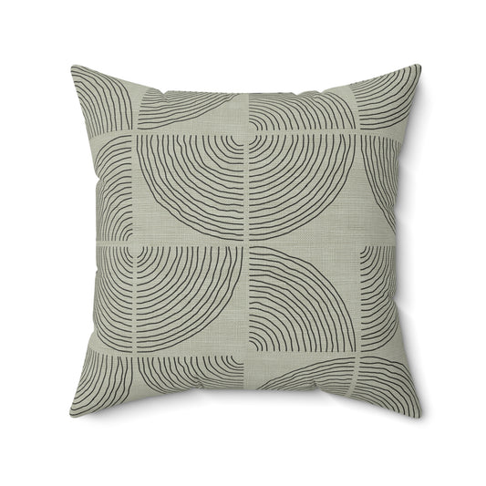 Sage Orbit - Faux Suede Square Pillow