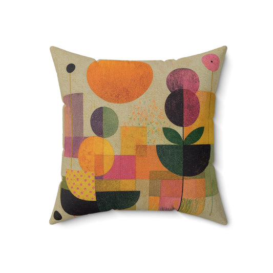 Retro Citrus Bloom - Faux Suede Square Pillow