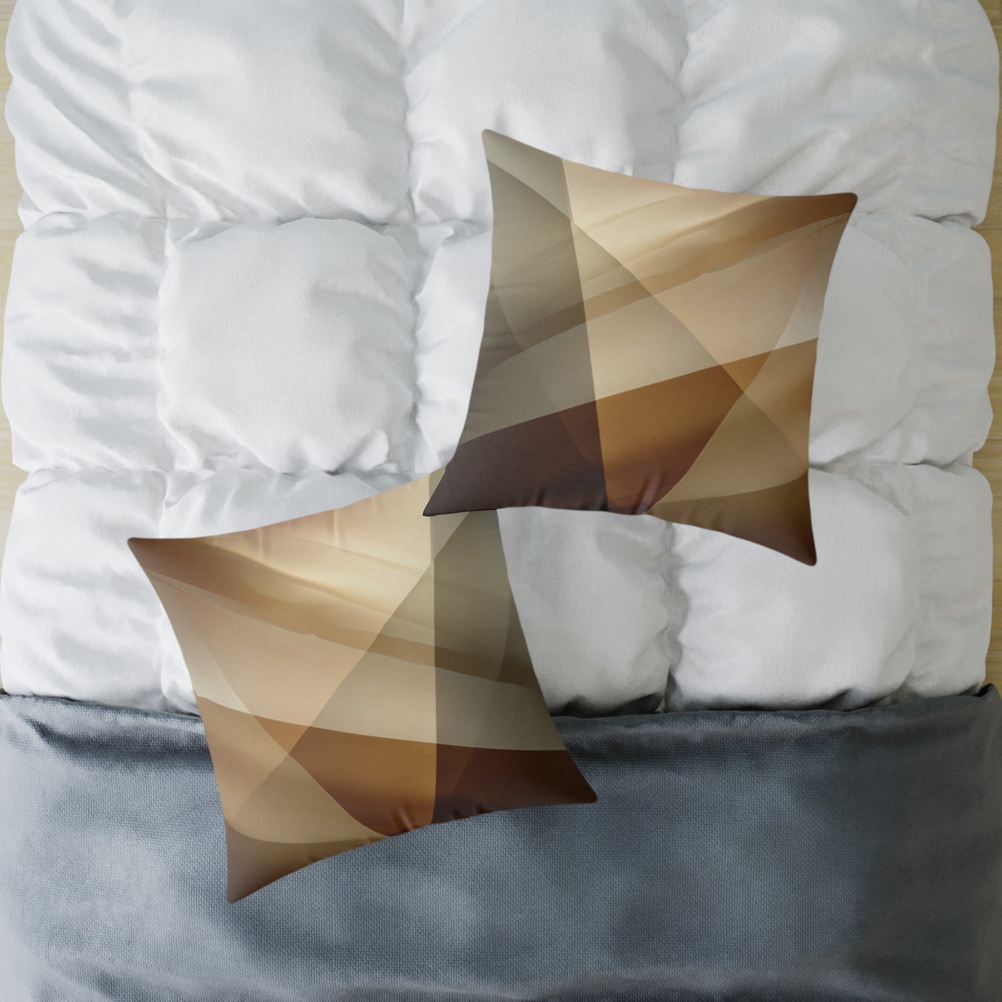 Golden Beam Geometry - Square Poly Canvas Pillow