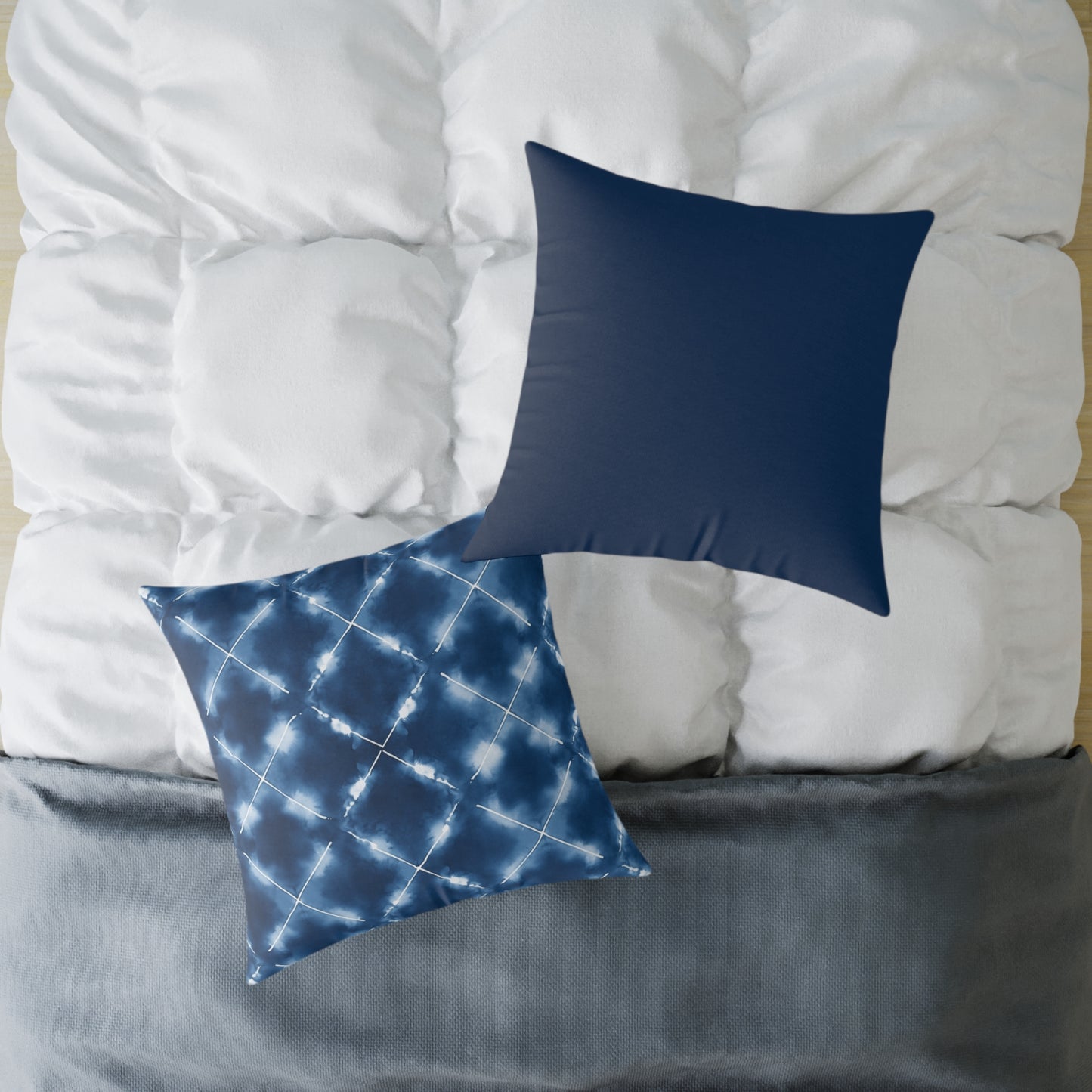 Aegean Ripple Shibori - Square Poly Canvas Pillow