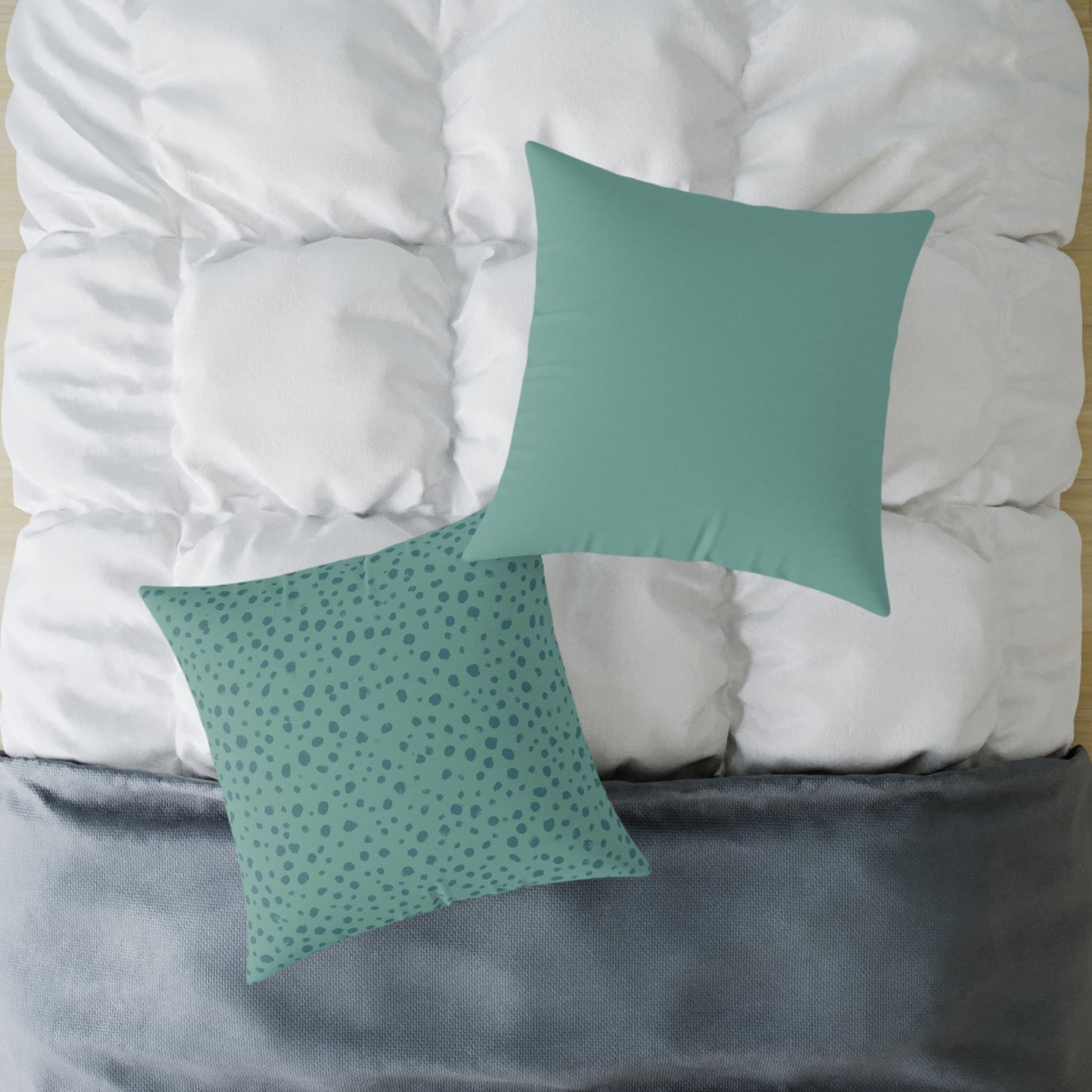 Pebble Scatter - Teal - Square Poly Canvas Pillow
