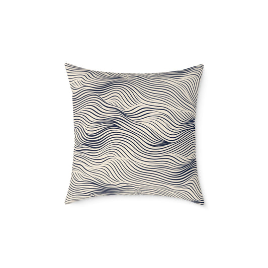 Ripple Drift – Navy - Square Poly Canvas Pillow