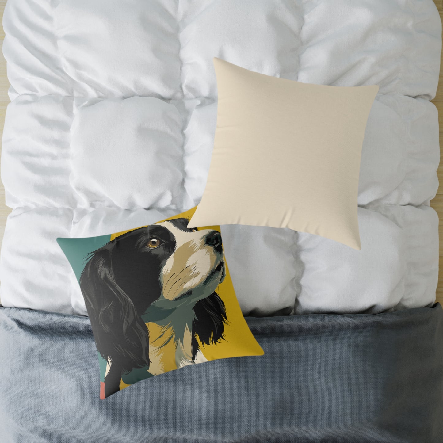 Serene Spaniel - Square Poly Canvas Pillow