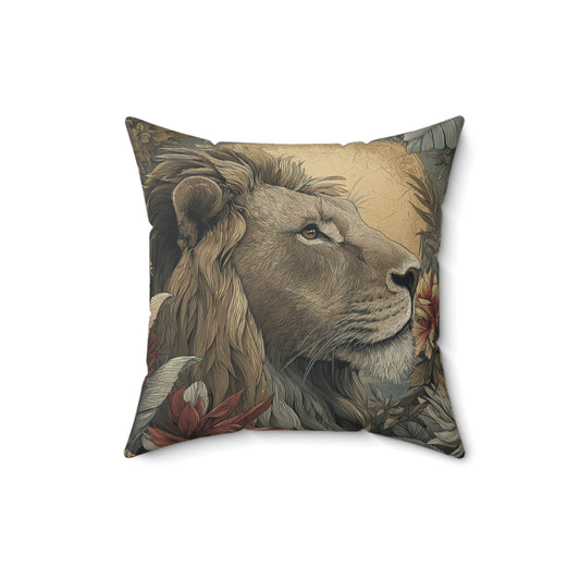 Regal Dawn Lion - Faux Suede Square Pillow