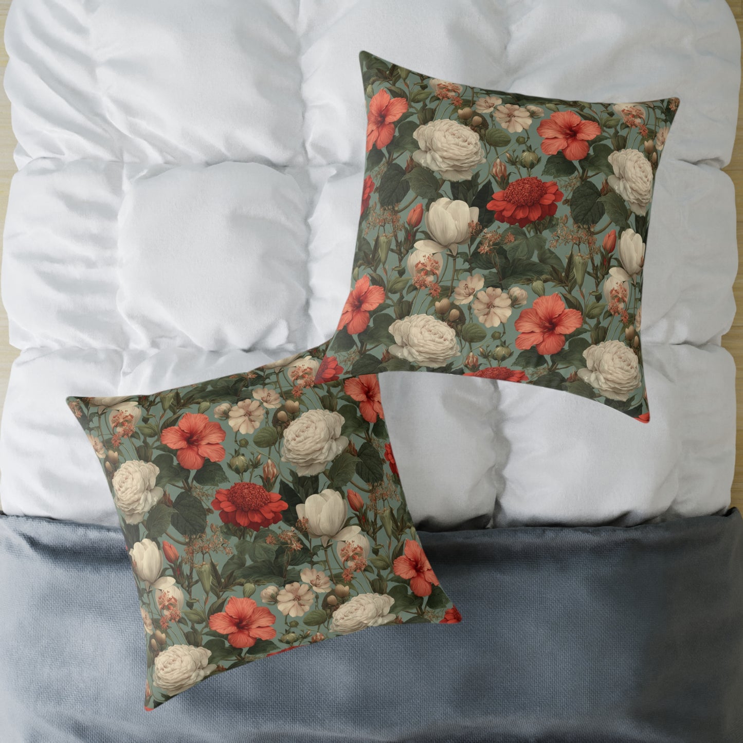 Blossom Meadow Tapestry - Square Poly Canvas Pillow