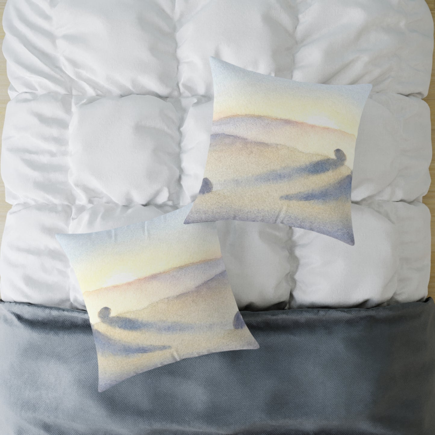 Morning Haze Field - Square Poly Canvas Pillow
