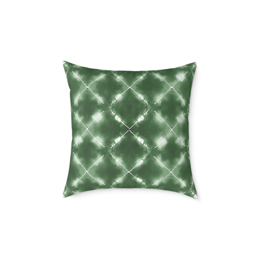 Olive Grove Shibori - Square Poly Canvas Pillow