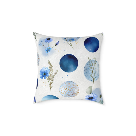 Celestial Ocean Blossoms - Square Poly Canvas Pillow