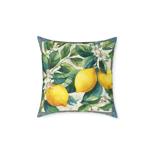 Amalfi Lemon Orchard - Square Poly Canvas Pillow