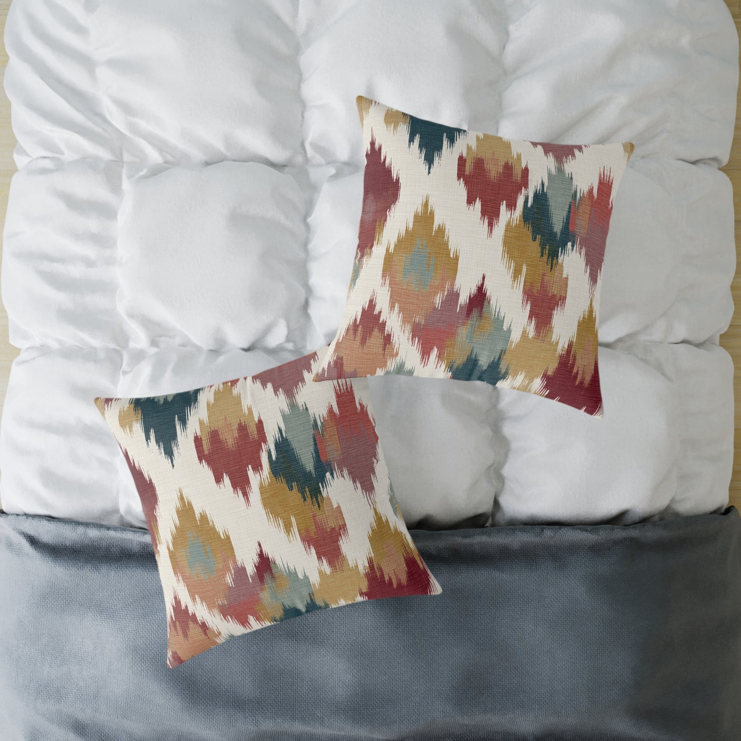 Nomad Harvest Ikat - Square Poly Canvas Pillow