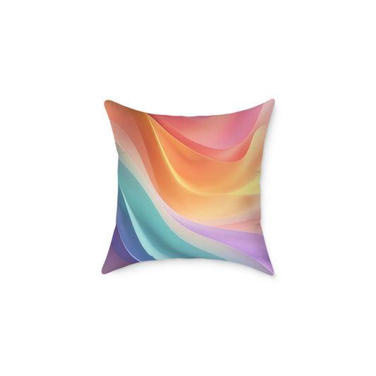 Aurora Ribbon Flow - Square Poly Canvas Pillow
