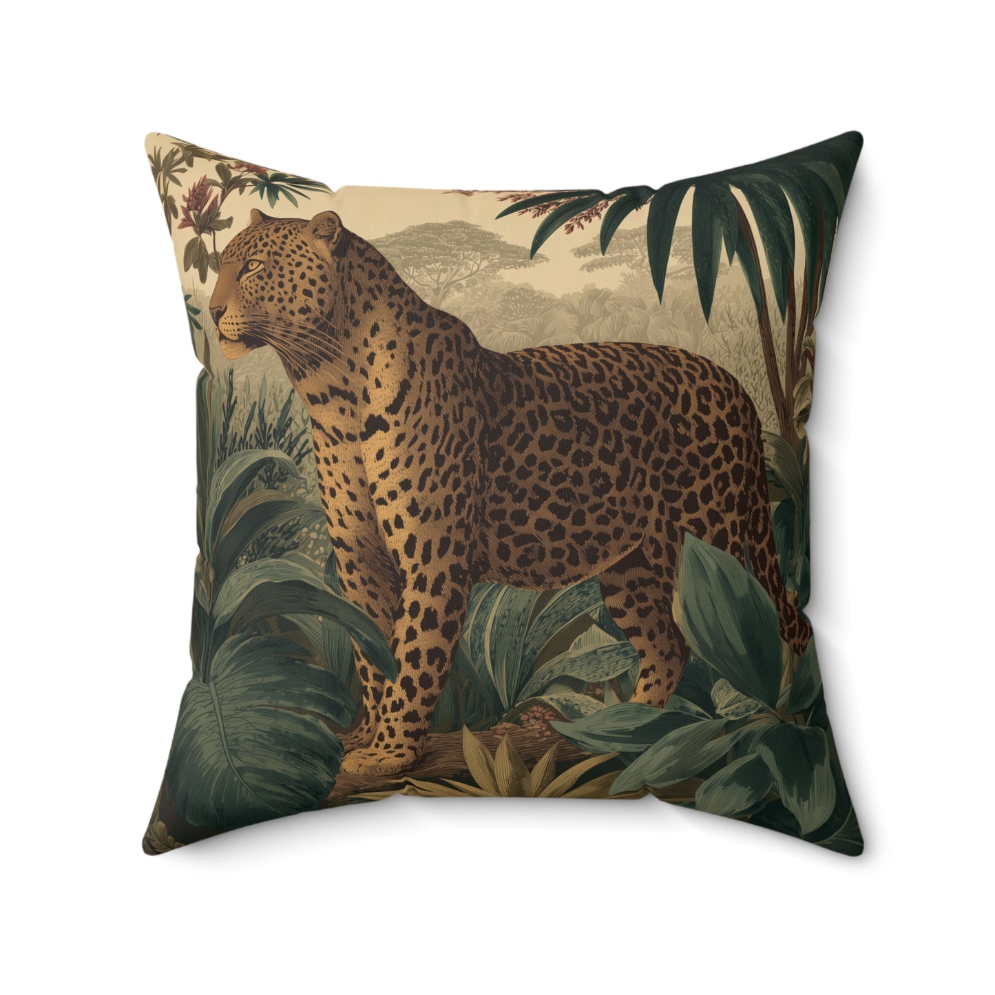 Midnight Leopard Wanderer - Faux Suede Square Pillow