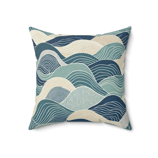 Ocean Line Currents - Spun Polyester Square Pillow