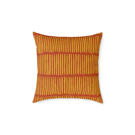 Loom Lines - Terracotta - Square Poly Canvas Pillow