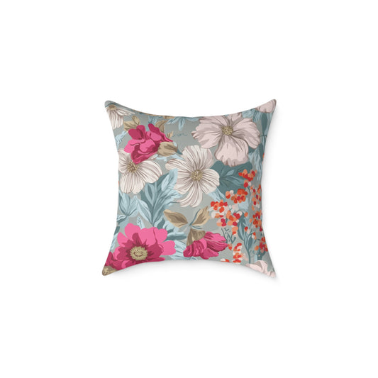Pastel Meadow Symphony - Square Poly Canvas Pillow
