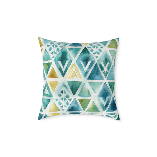 Capri Tidal Diamonds - Square Poly Canvas Pillow