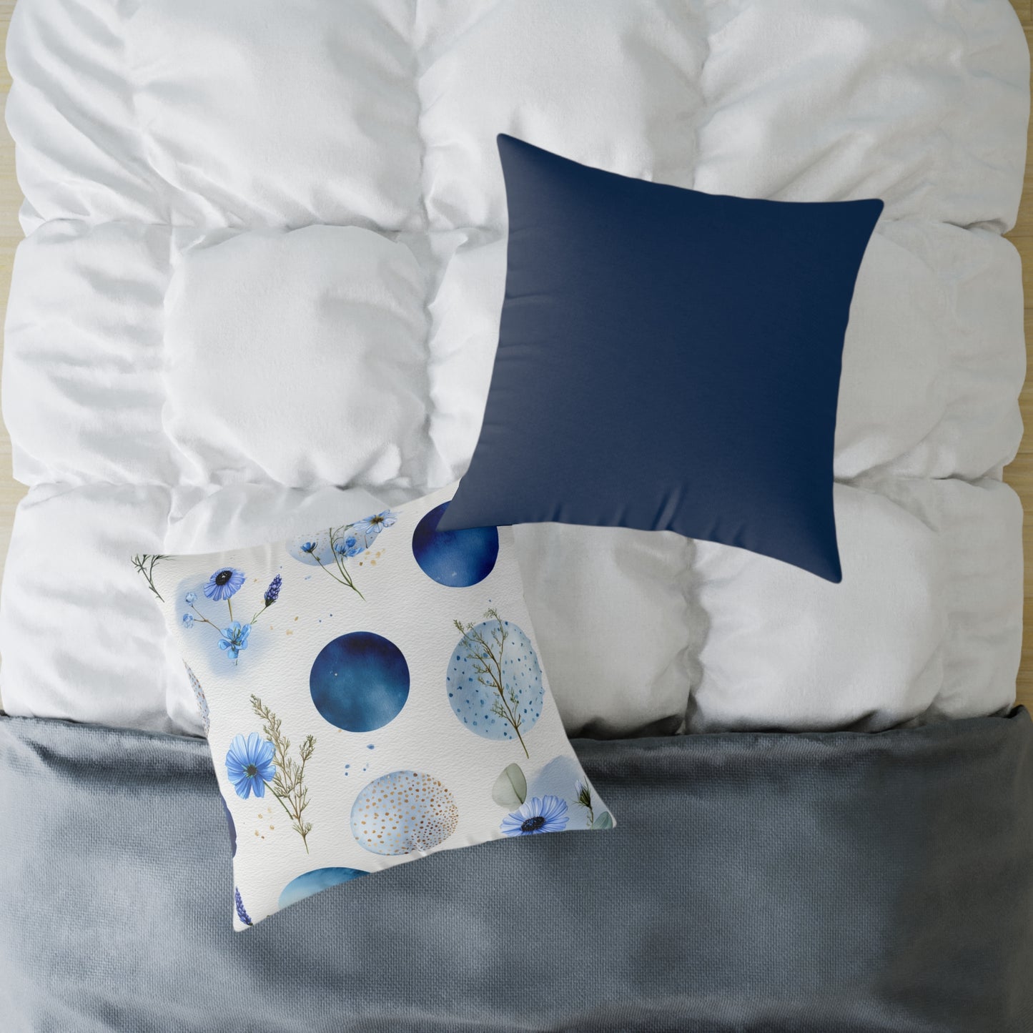 Celestial Ocean Blossoms - Square Poly Canvas Pillow
