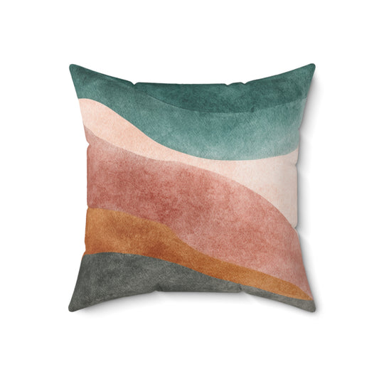 Terracotta Ridge Flow - Spun Polyester Square Pillow