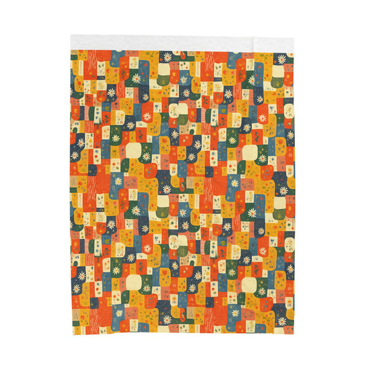 Painted Meadow Patch Tiles - Velveteen Plush Blanket