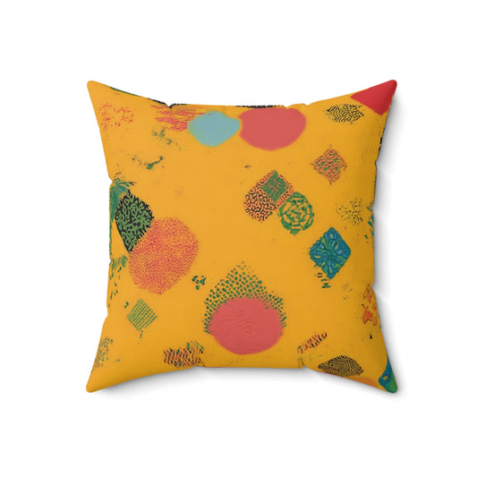 Golden Festival Shapes - Faux Suede Square Pillow