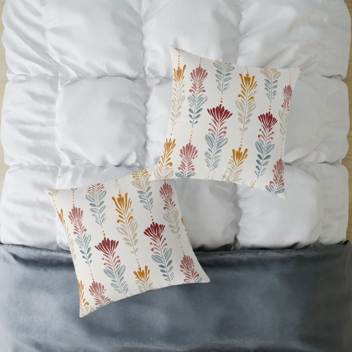 Ember Wildflower Ikat - Square Poly Canvas Pillow