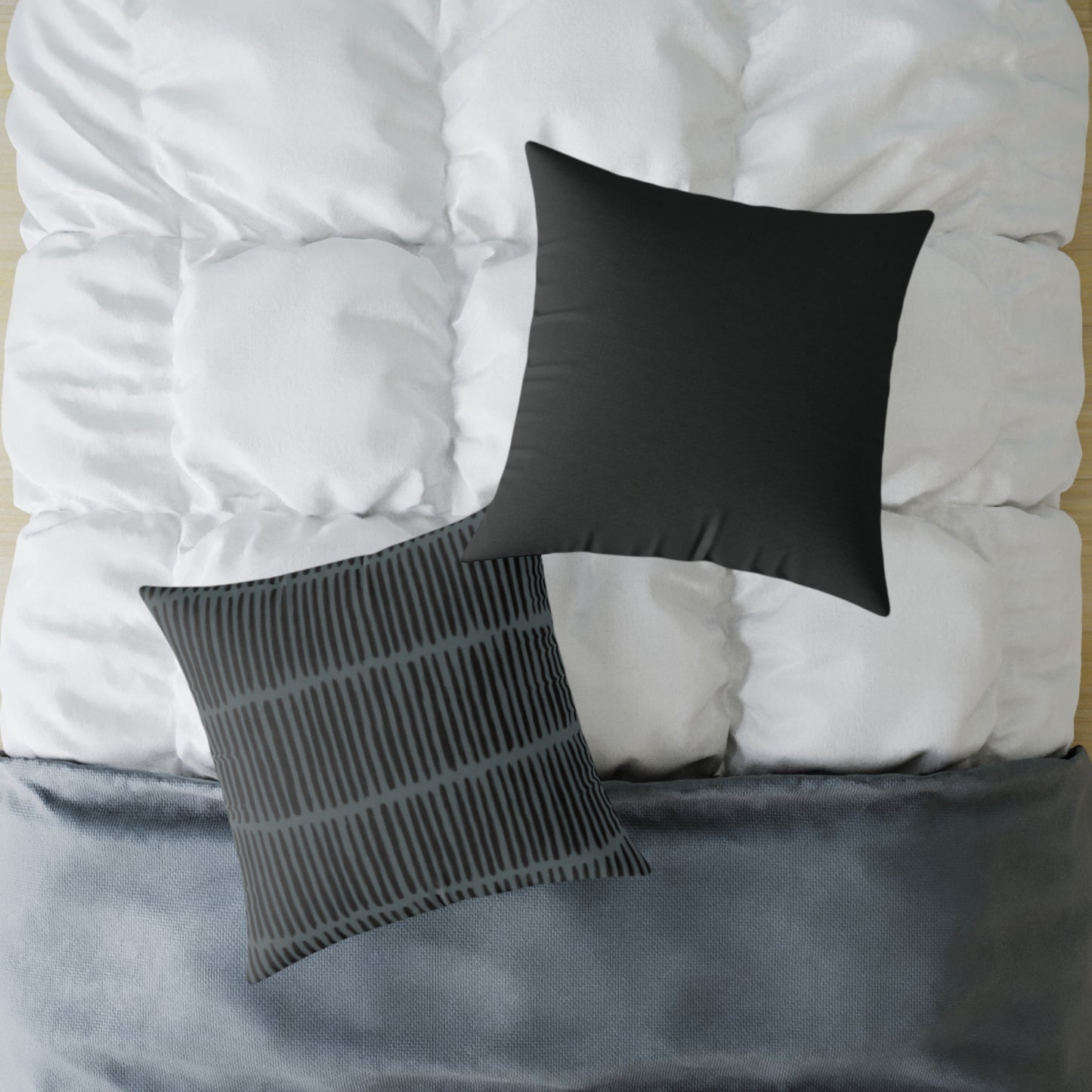 Loom Lines - Slate - Midnight - Square Poly Canvas Pillow