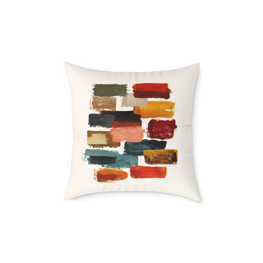 Autumn Brush Strokes - Square Poly Canvas Pillow