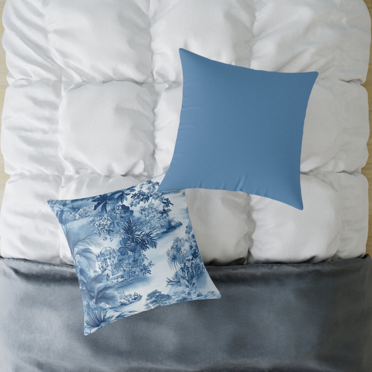 Toile Seaside Escape - Square Poly Canvas Pillow