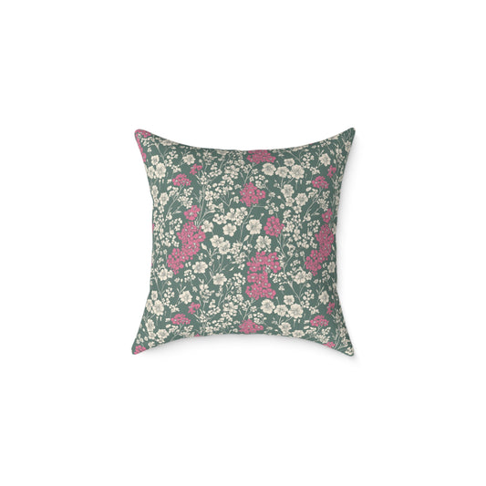 Wild Pink Meadow - Square Poly Canvas Pillow