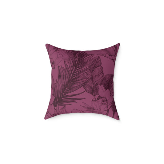 Mulberry Jungle Sketch - Square Poly Canvas Pillow