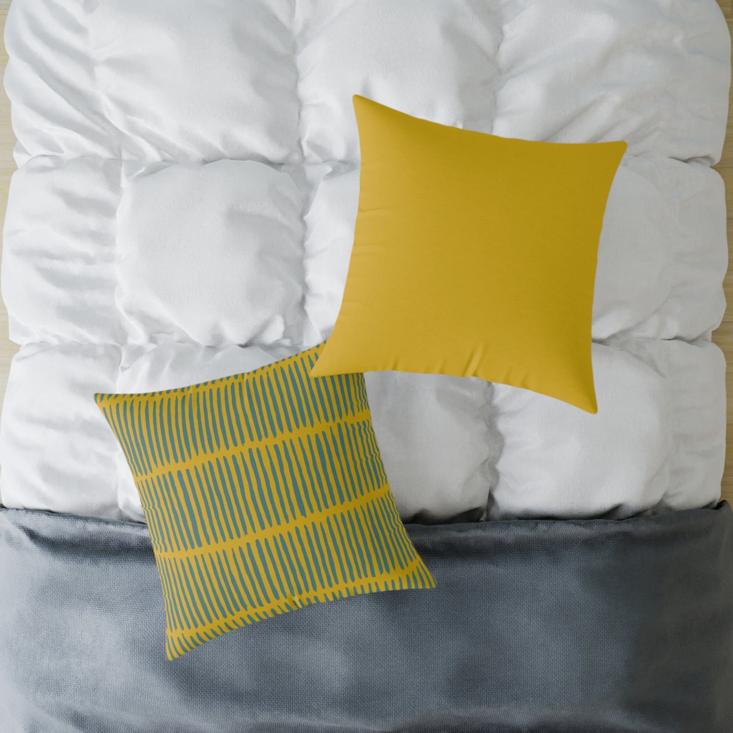 Loom Lines - Moss - Square Poly Canvas Pillow