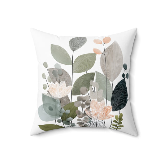 Soft Sage Garden - Spun Polyester Square Pillow